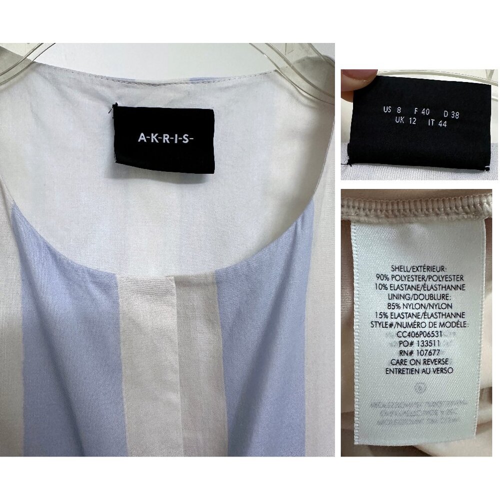 Akris Pastel Stripe Bars Print Shirt Dress Midi Pleated Colorblock Variazioni 8 - Picture 3 of 15